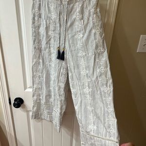 L space striped linen pants